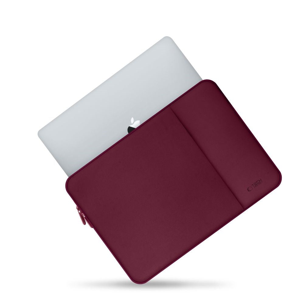 Tech-Protect Neopren MacBook / Laptop Sleeve 13" (33.5 x 22.5 cm) m. Ekstra Lomme - Vinrød