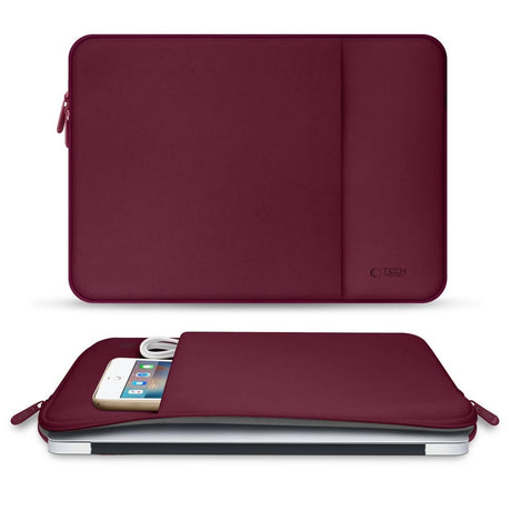 Tech-Protect Neopren MacBook / Laptop Sleeve 13" (33.5 x 22.5 cm) m. Ekstra Lomme - Vinrød