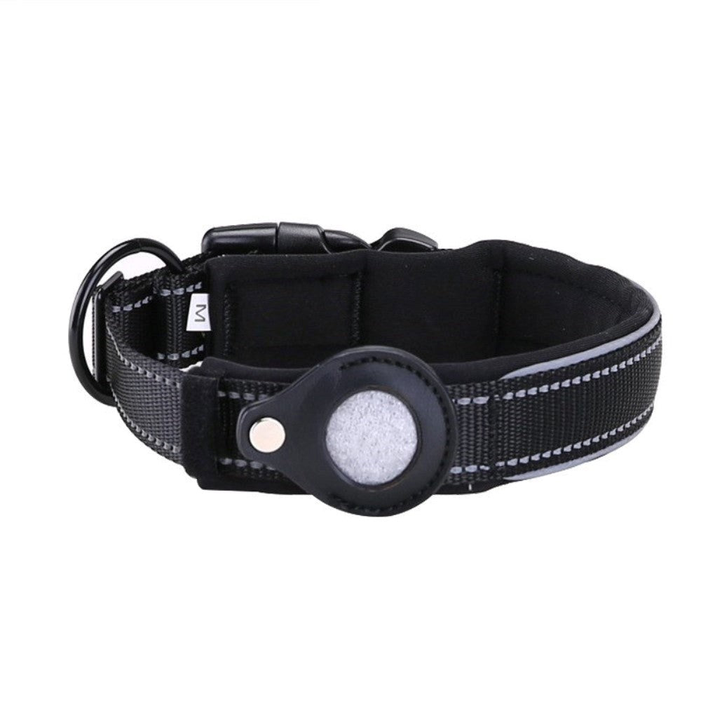 Hundehalsbånd med AirTag 1. & 2. Gen. Læder Etui & Refleks - XL - 50-55 cm.