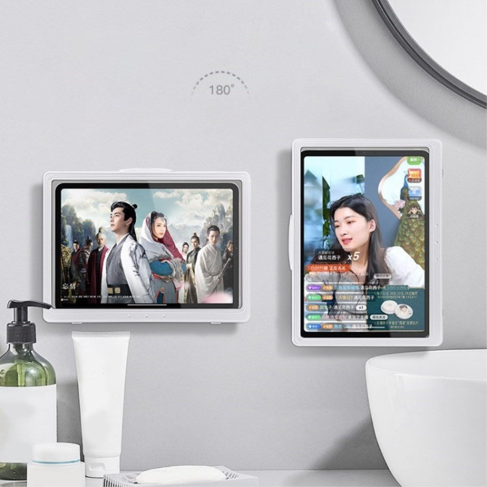 Tablet Holder til Badeværelsesvæg m. 180° Rotation (Max Tablet 270 x 190mm) - Hvid