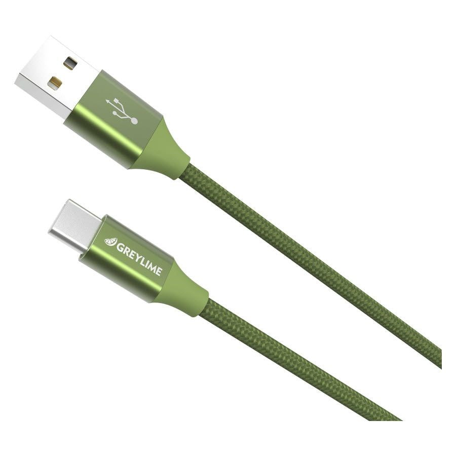 GreyLime Braided (3A/15W) USB-C Kabel 1 m. - Grøn