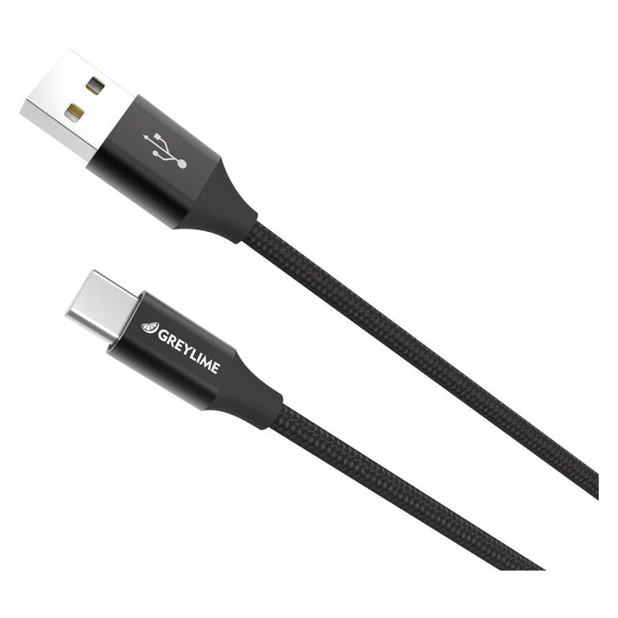 GreyLime Braided (3A/15W) USB-C Kabel 1 m. - Sort