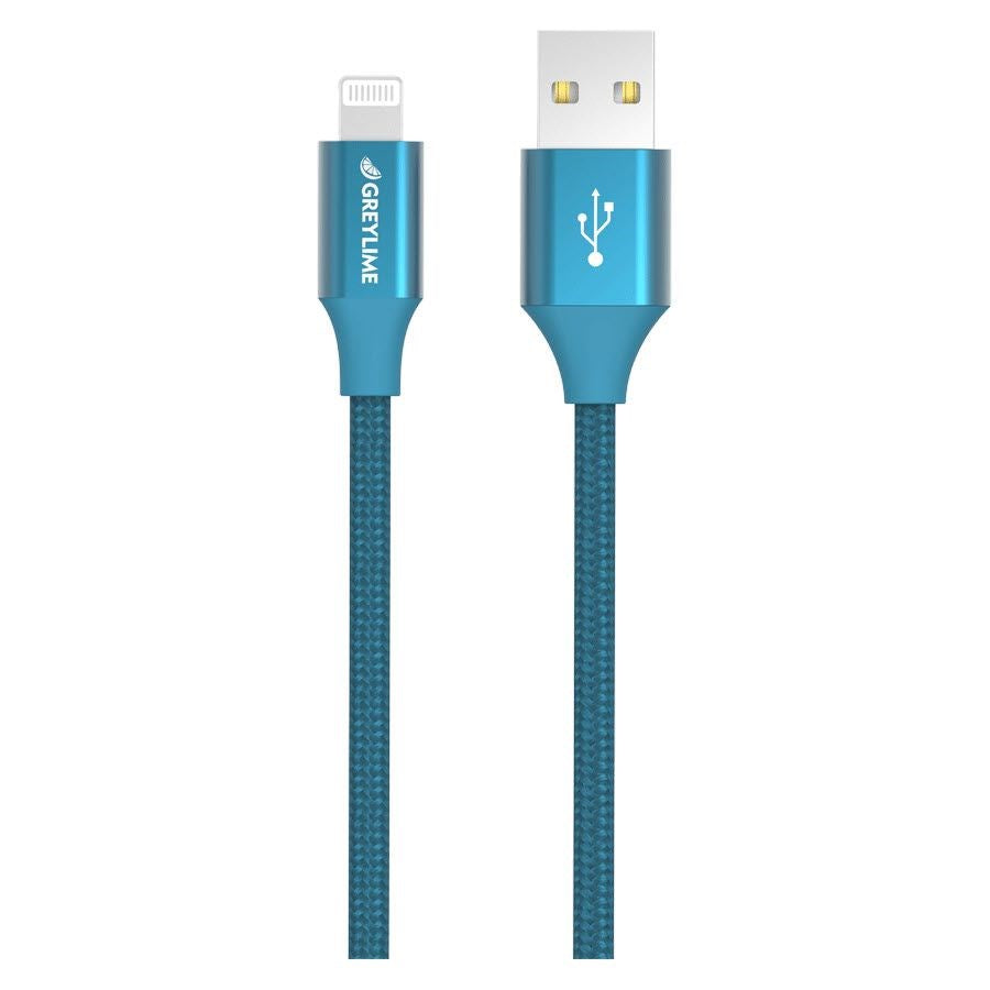 GreyLime Braided USB-A til Lightning Kabel 2 m. - Blå