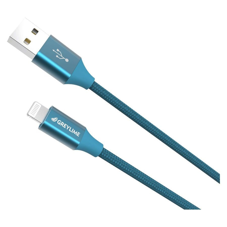 GreyLime Braided USB-A til Lightning Kabel 2 m. - Blå