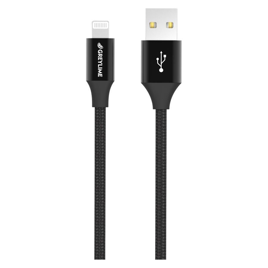 GreyLime Braided USB-A til Lightning Kabel 1 m. - Sort