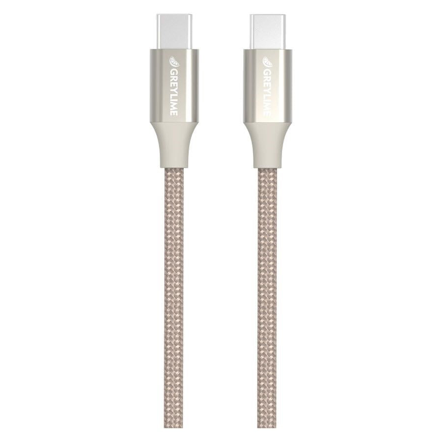 GreyLime 60W Braided USB-C til USB-C Kabel 1 m - Beige