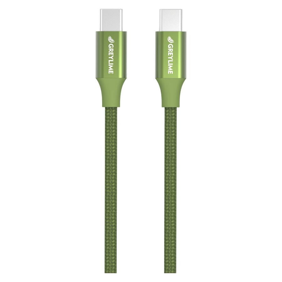 GreyLime 60W Braided USB-C til USB-C Kabel 2 m - Grøn