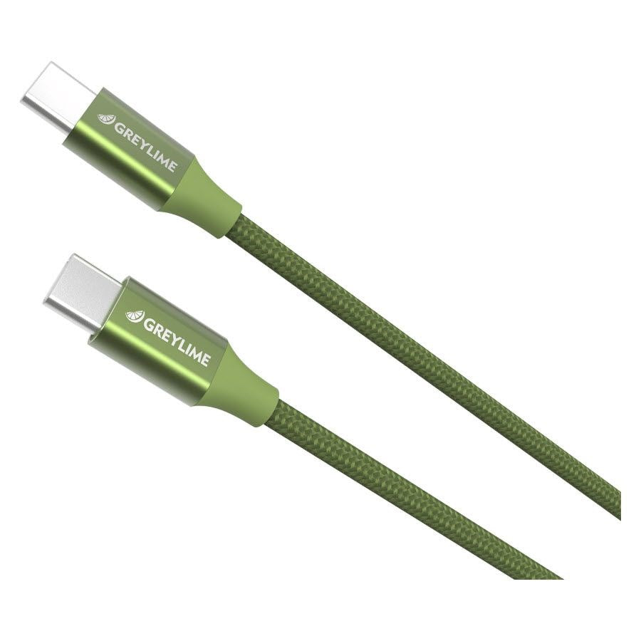 GreyLime 60W Braided USB-C til USB-C Kabel 2 m - Grøn