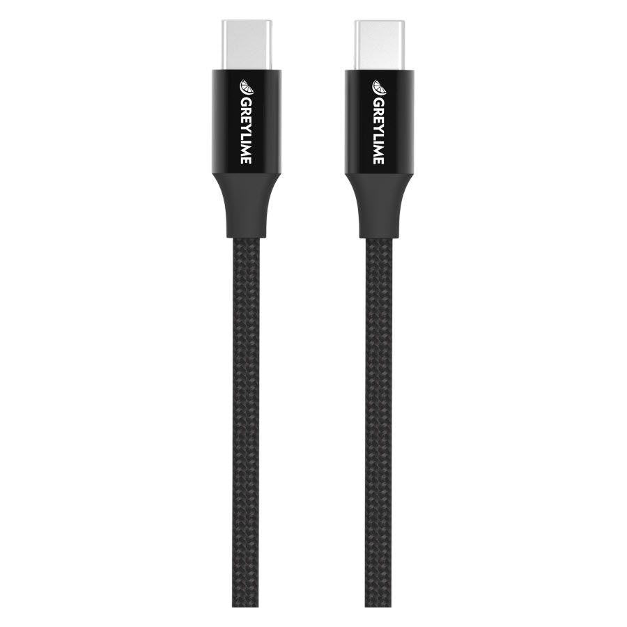 GreyLime 60W Braided USB-C til USB-C Kabel 2 m - Sort