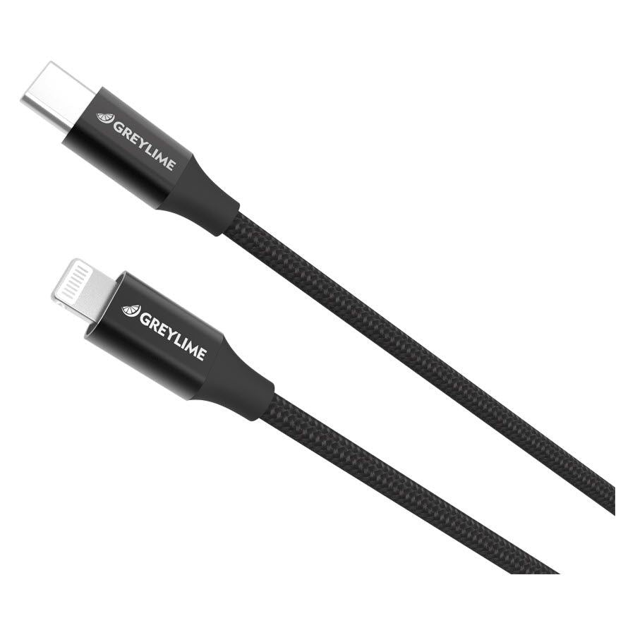 GreyLime 18W Braided USB-C til Lightning Kabel 1 m. - Sort