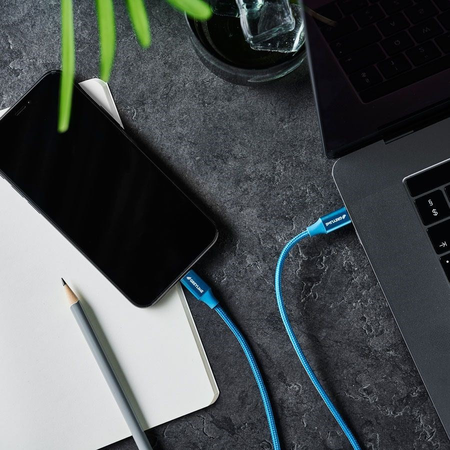 GreyLime 18W Braided USB-C til Lightning Kabel 2 m. - Blå