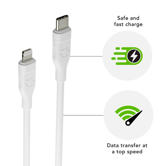 dbramante1928 Opladningskabel af Genbrugsplast - USB-C til Lightning - 36W - 1.2M - Hvid