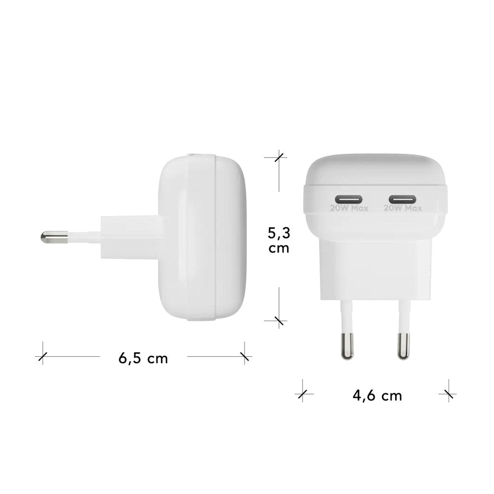 dbramante1928 20W Vægoplader m. 2 x USB-C Stik - Hvid