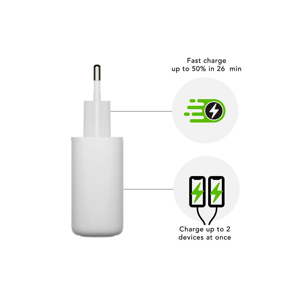 dbramante1928 EU Vægoplader - 2 x USB-C 25W - Hvid
