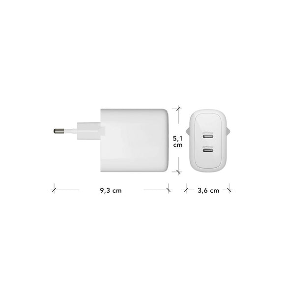 dbramante1928 EU Vægoplader - 2 x USB-C 30W - Hvid