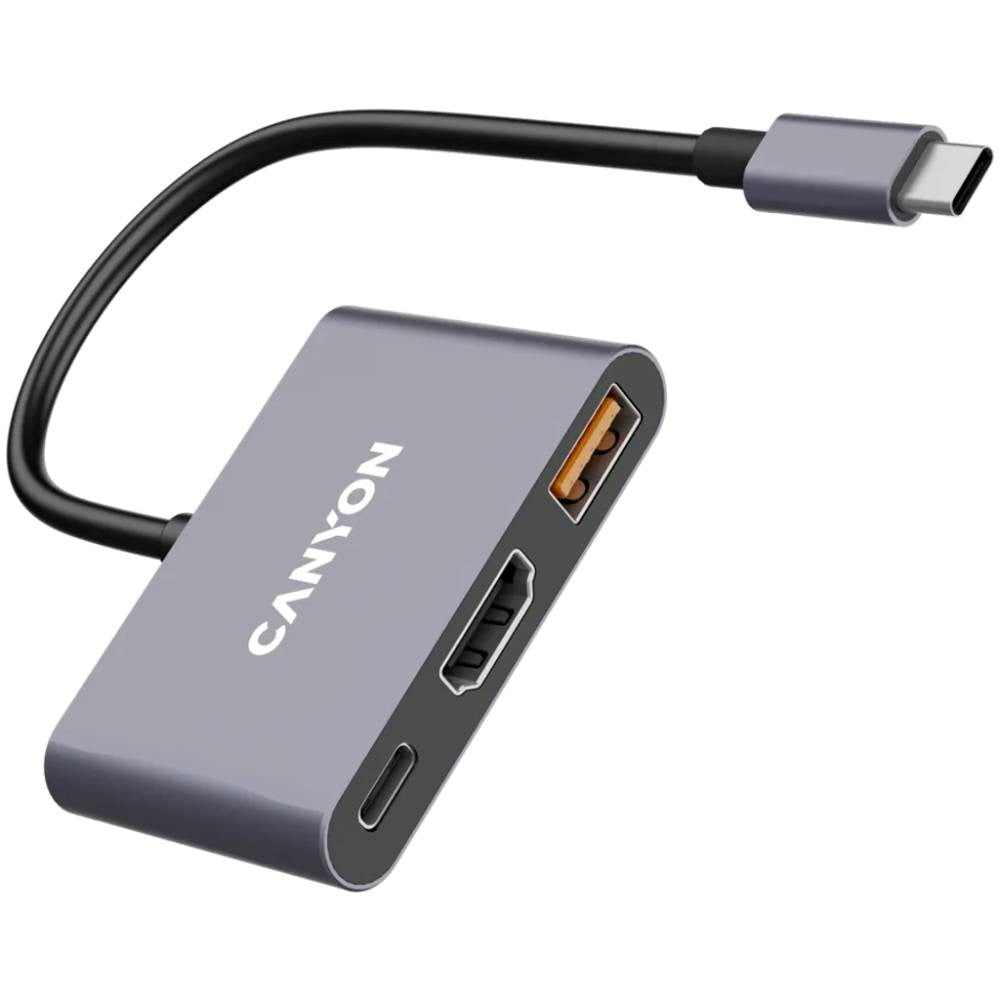 Canyon DS4 100W 3-i-1 USB-C Hub - Grå