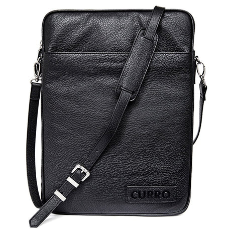 CURRO Real Leather Messenger Bag 14-15" (35.5 x 25.5 Cm) - Black