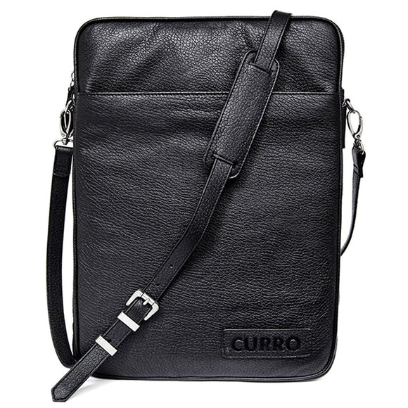 CURRO Real Leather Messenger Bag 14-15" (35.5 x 25.5 Cm) - Black