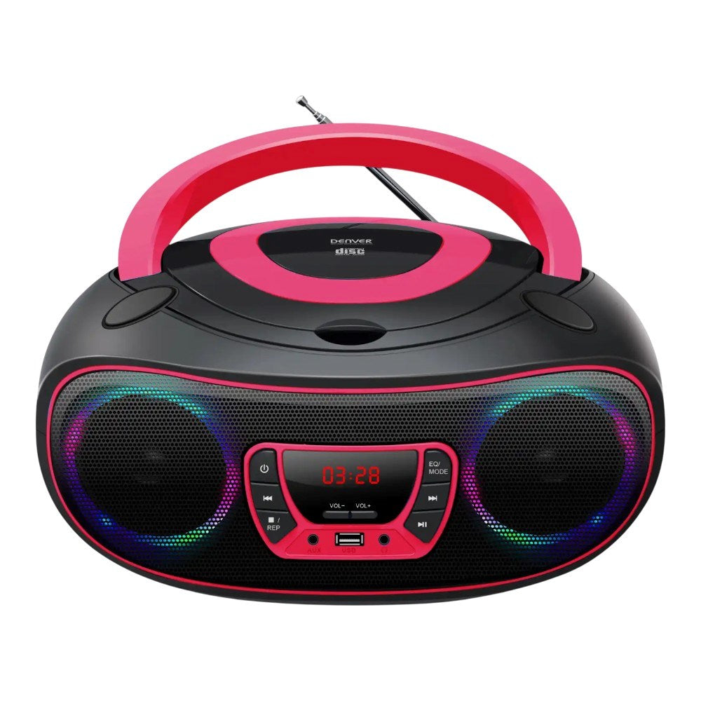 Denver TCL-212BTP Bluetooth Højttaler m. CD Afspiller - Sort / Lyserød