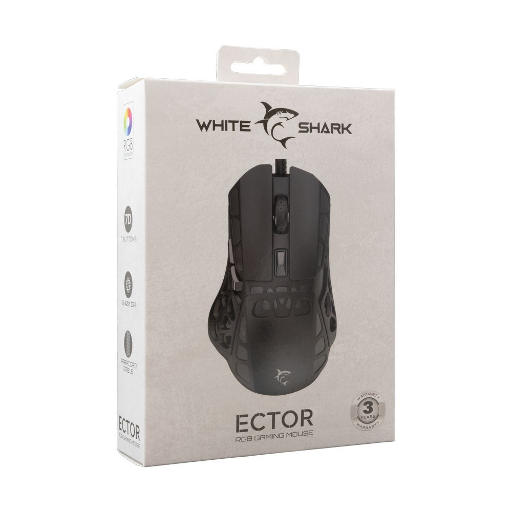 White Shark ECTOR Gaming Mus - 7D / 12400 DPI - Sort