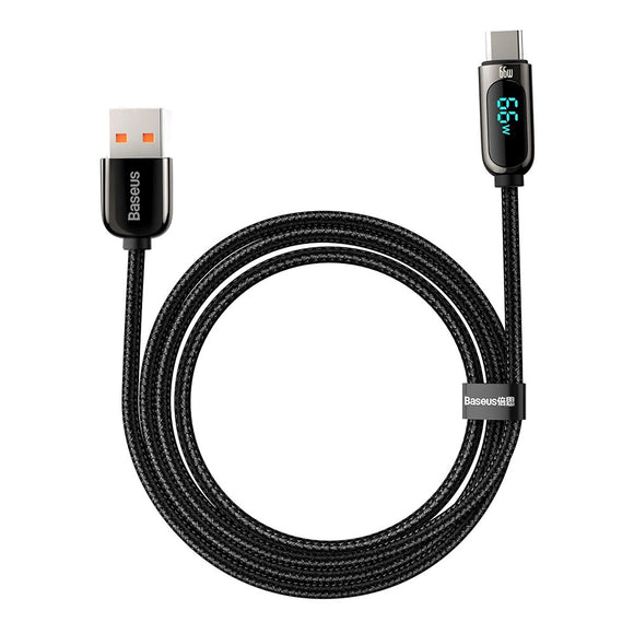Baseus Display Fast Charging 66W USB-A til USB-C Kabel - 1m - Sort