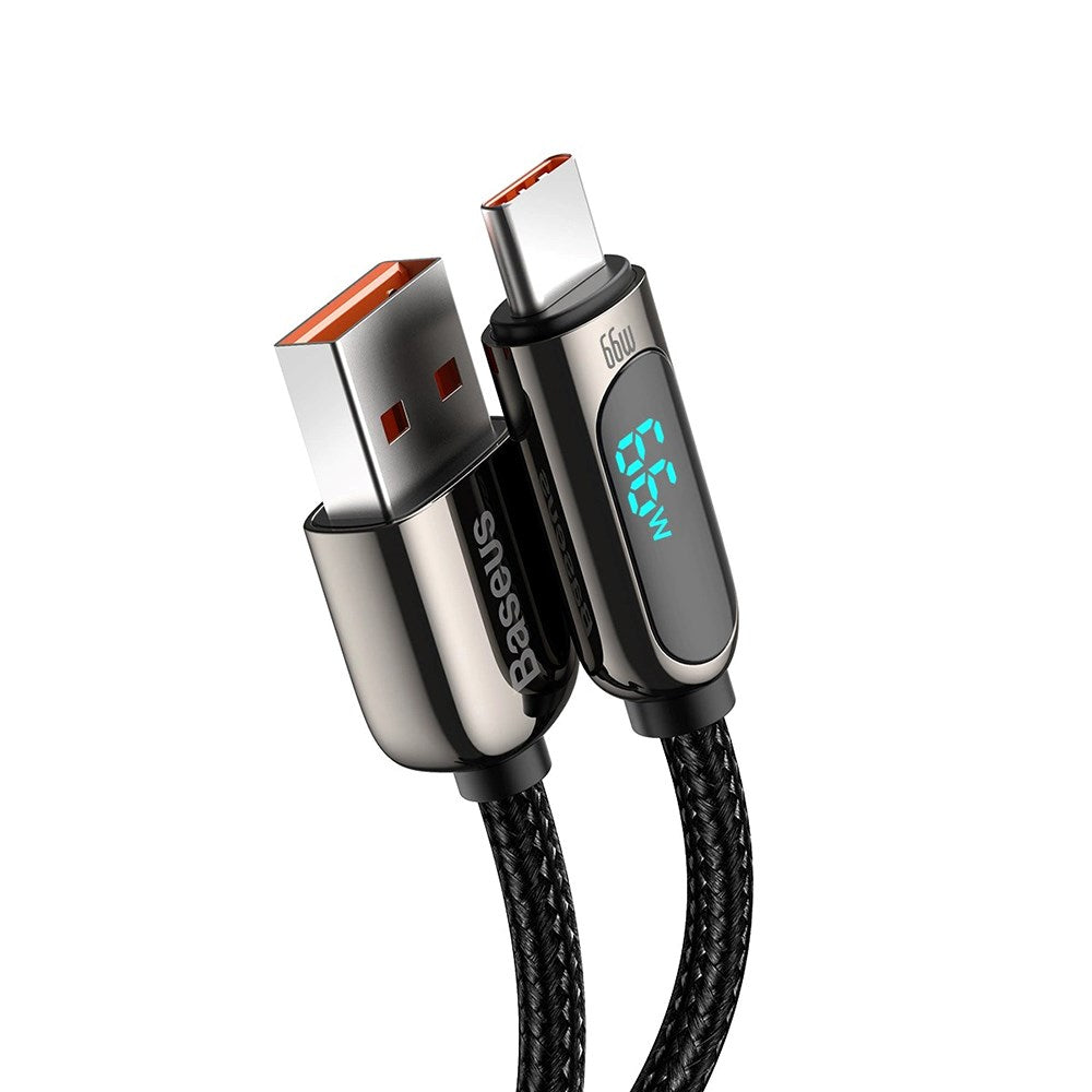 Baseus Display Fast Charging 66W USB-A til USB-C Kabel - 1m - Sort