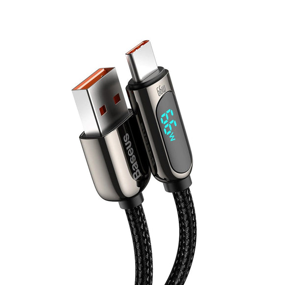 Baseus Display Fast Charging 66W USB-A til USB-C Kabel - 1m - Sort