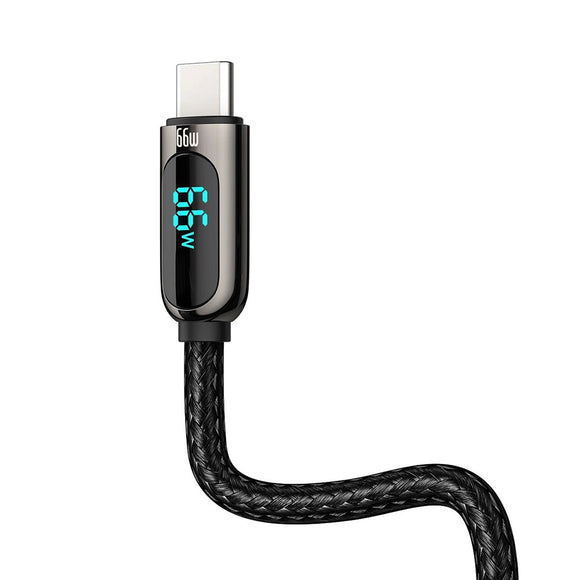 Baseus Display Fast Charging 66W USB-A til USB-C Kabel - 1m - Sort