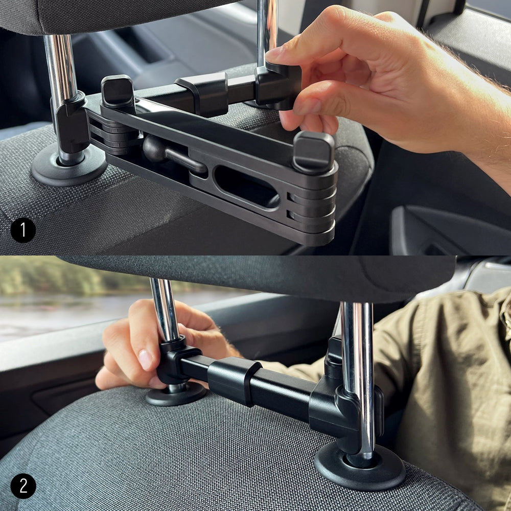 Wozinsky Car Mount Til Bilens Nakkestøtte - Max Størrelse: 125 - 205mm - Sort