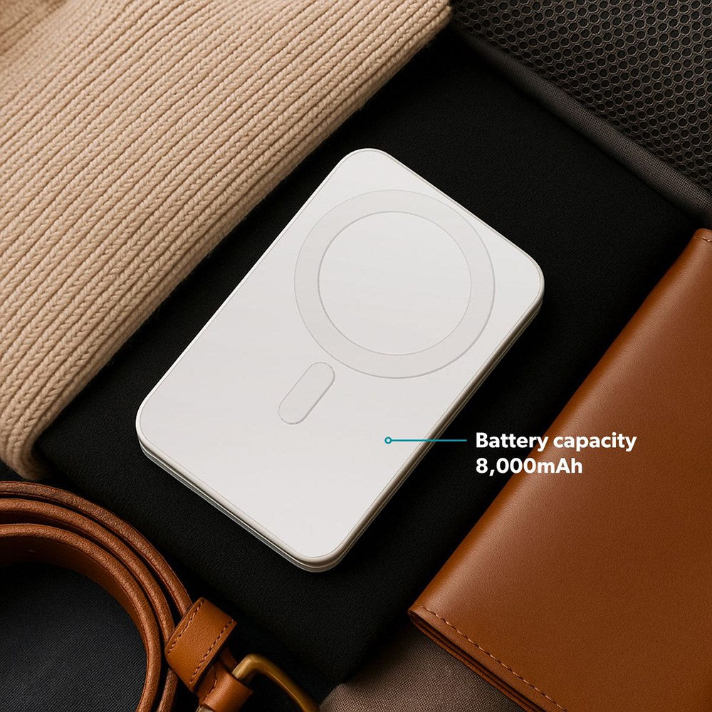 Epico 8000mAh Trådløs Powerbank m. Standerfunktion - Hvid