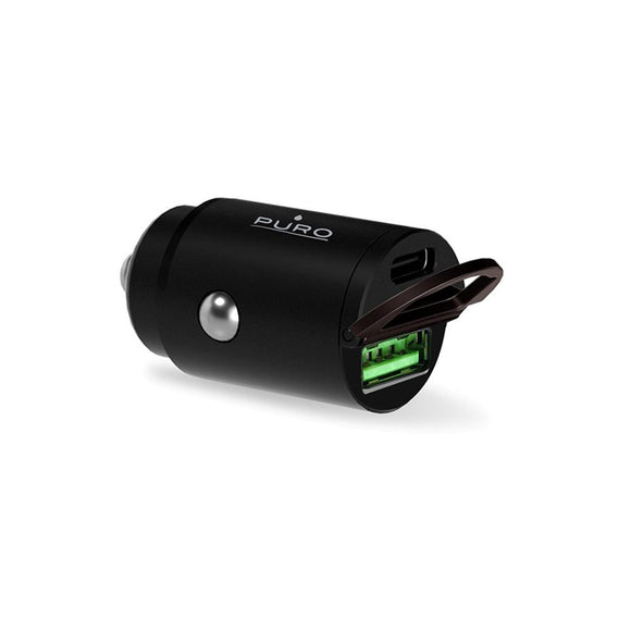 Puro PD 30W Mini Biloplader m. USB-A og USB-C - Sort