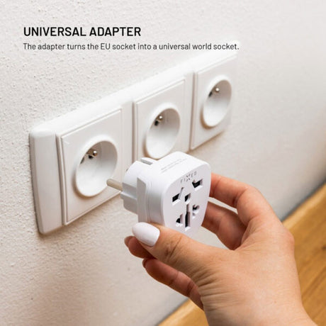 Fixed Rejse Adapter til EU / UK / USA / AUS - Hvid