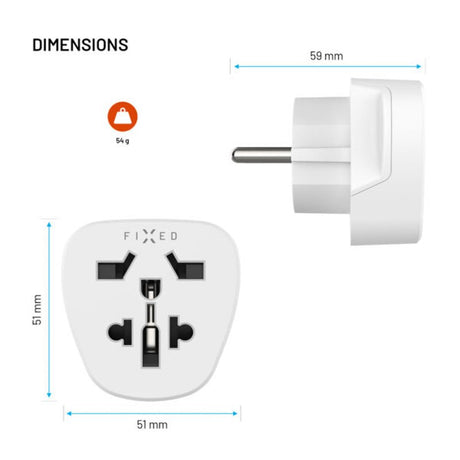 Fixed Rejse Adapter til EU / UK / USA / AUS - Hvid