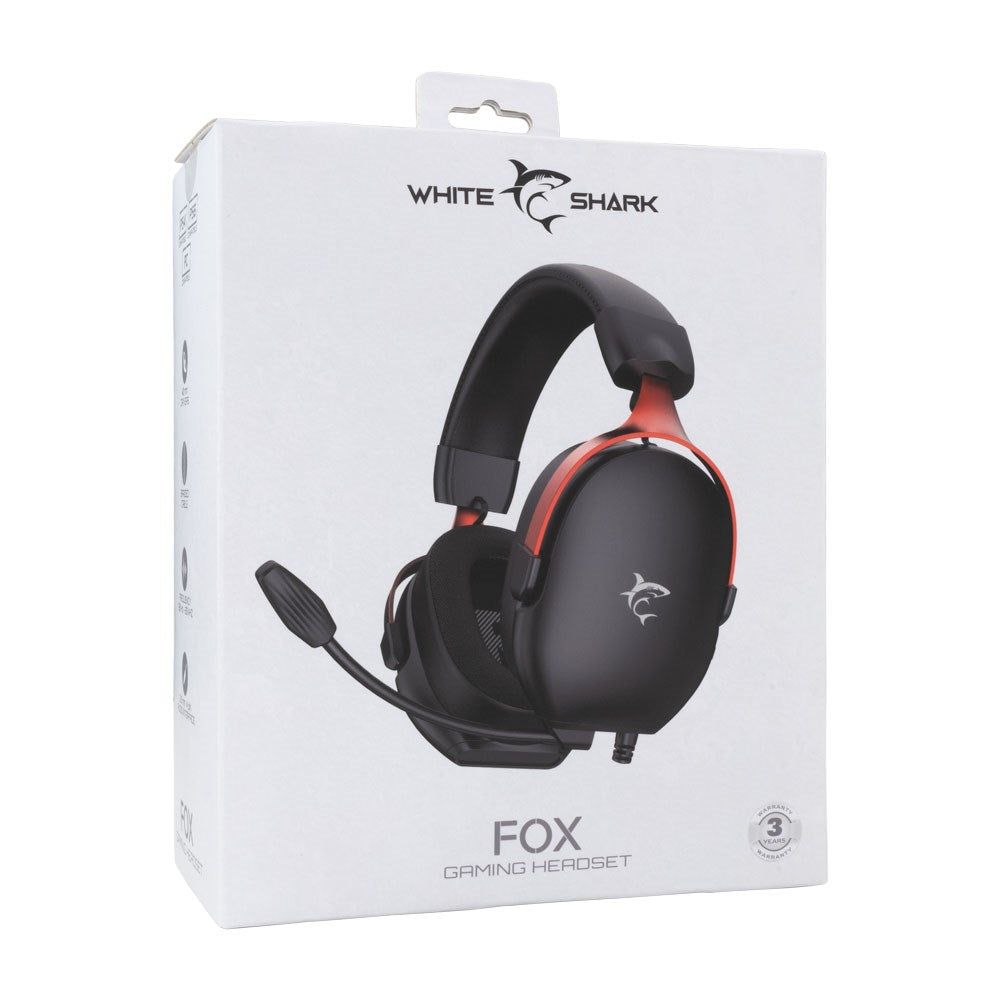 White Shark FOX Over-Ear Gaming Headset - Sort