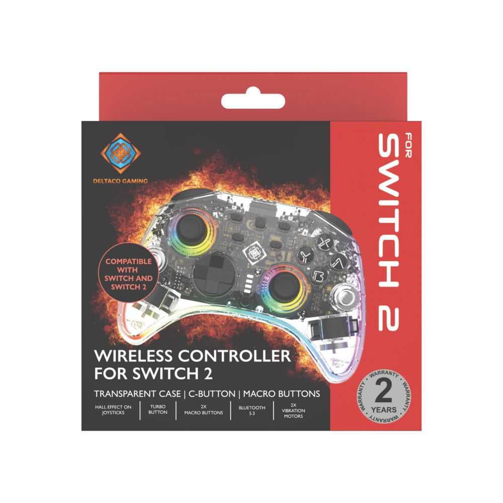 Deltaco Trådløs Gaming Controller til Nintendo Switch 2 - Gennemsigtig