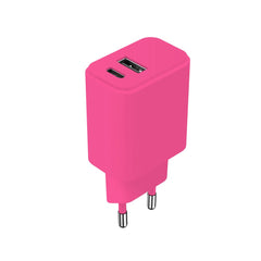 Setty 20W Vægoplader m. 1x USB-A & 1x USB-C - Pink
