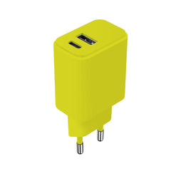 Setty 20W Vægoplader m. 1x USB-A & 1x USB-C - Lime