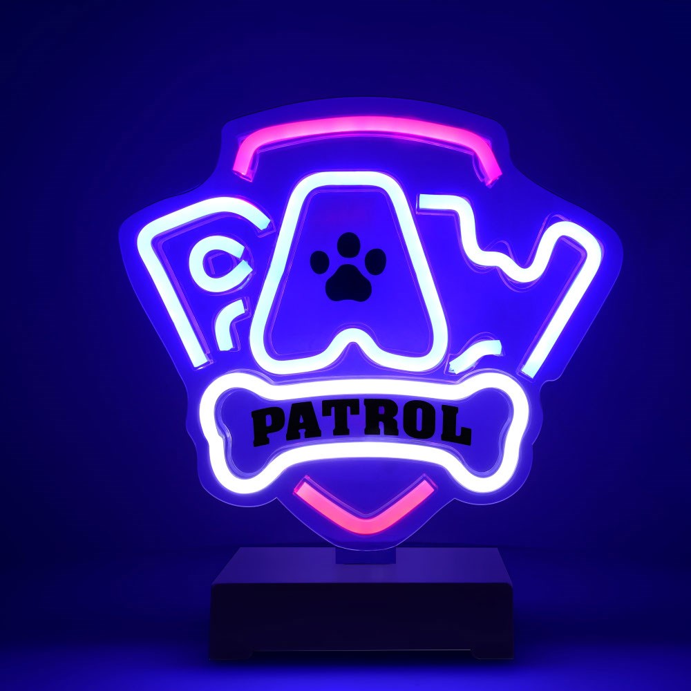 Neon LED Skilt med Fod - Paw Patrol