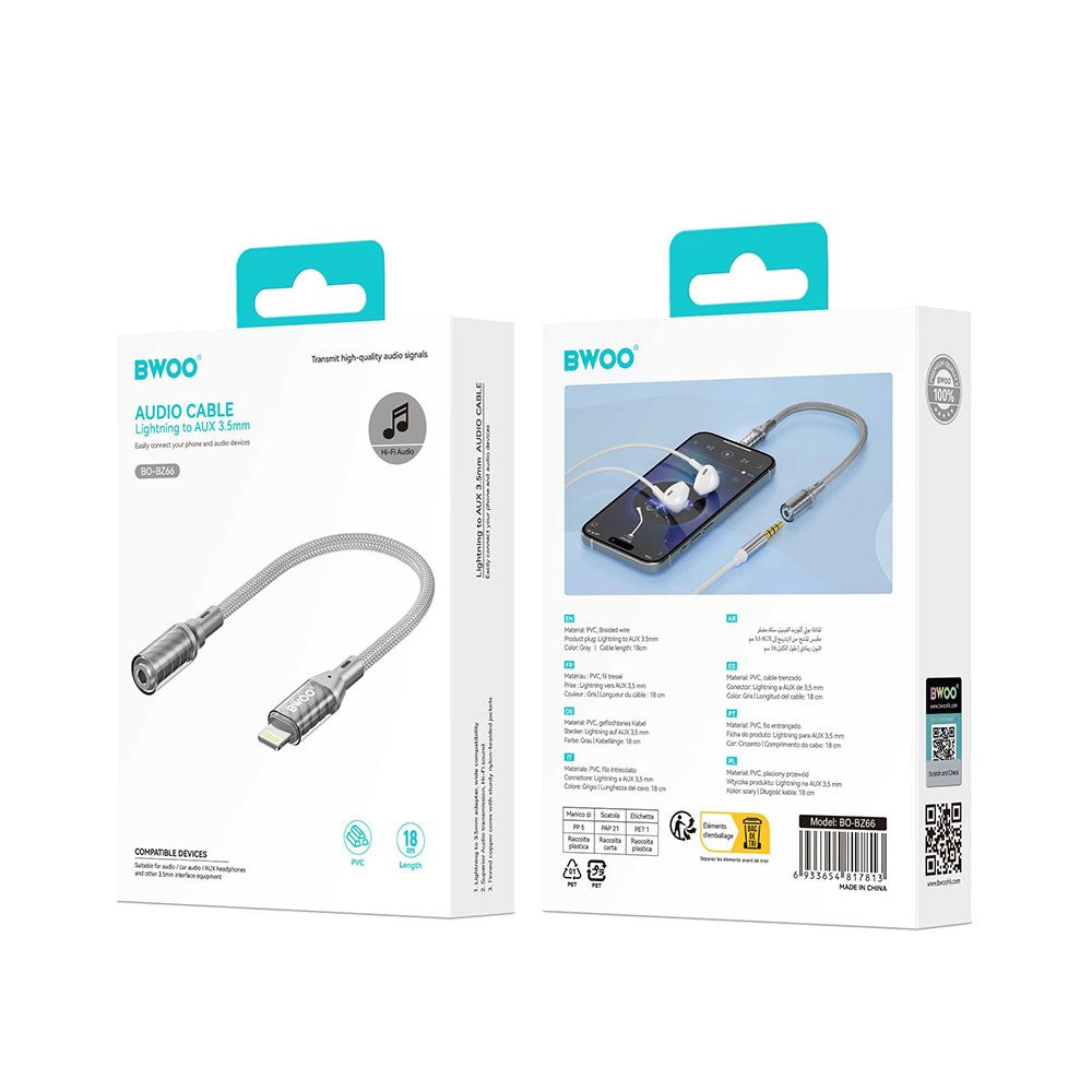 BWOO Lightning til Minijack Adapter - Grå