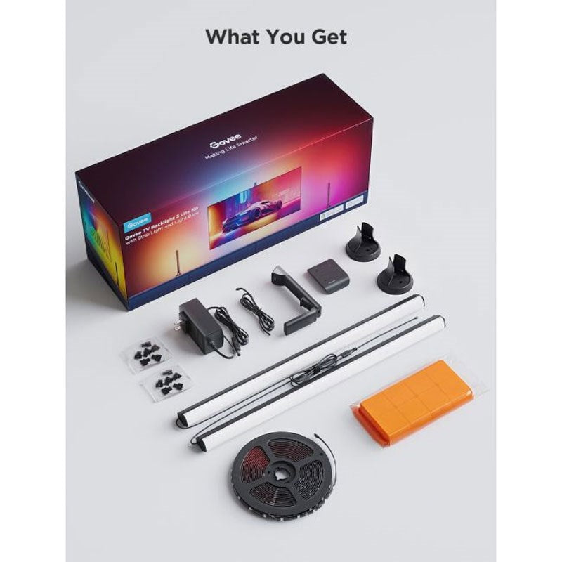 Govee TV BackLight 3 Lite Kit m. Strip Light og Light Bars - 55 - 65" - Sort