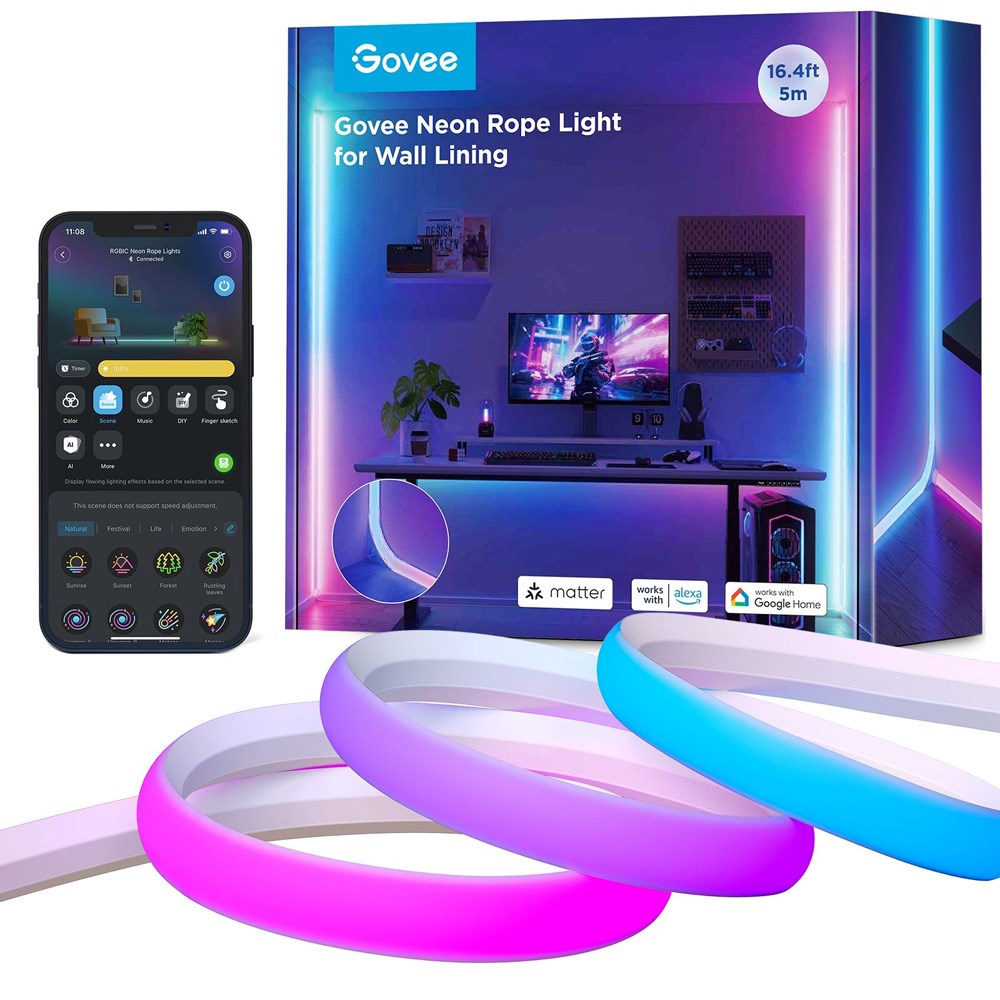 Govee Neon Rope Light til Væg - 5m - Hvid