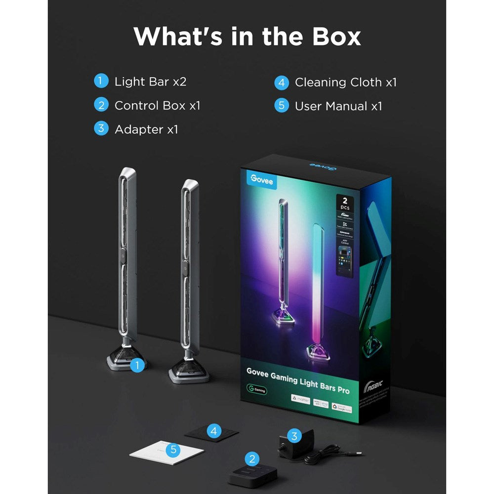 Govee Smart Gaming Light Bars Pro - Tresidet - Gennemsigtig / Metal
