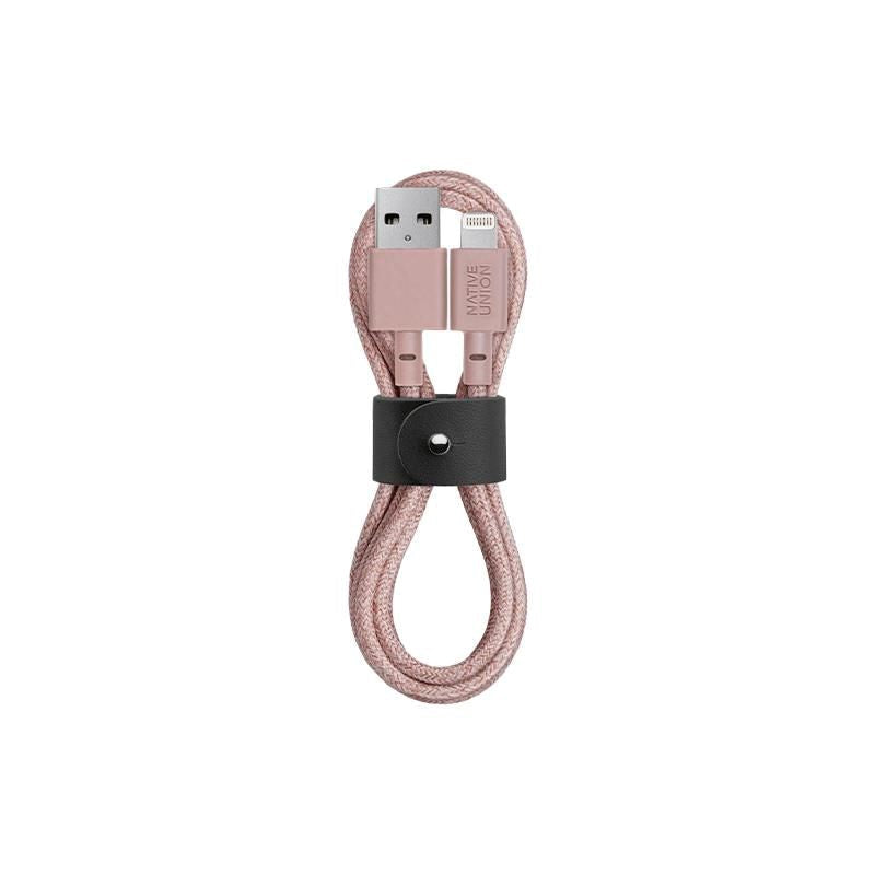 Native Union Belt Kabel USB-A til Lightning m. Læderspænde 1.2 m. - Rose