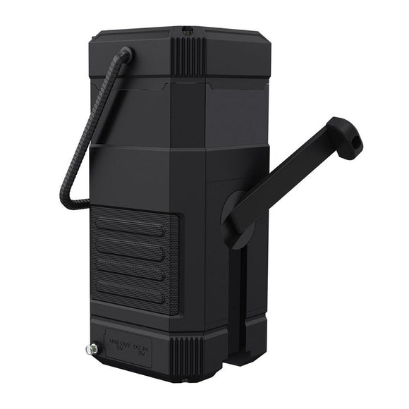 Sandberg Survivor Lantern Powerbank 10.000 mAh m. Solcelle Opladning, Lygte og Radio - USB-A - Sort