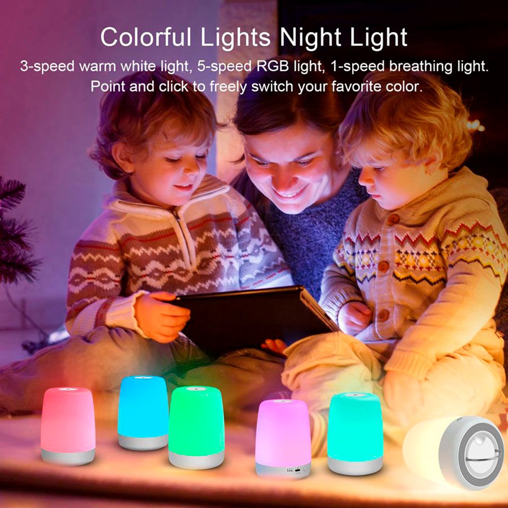 Lippa Baby Natlampe m. 9 Farver, Touch-funktion & 100 Timers Batteri - Hvid