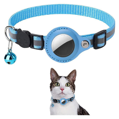 Lippa Halsbånd med AirTag 1. & 2. Gen. Kunstlæder Etui - 22-32 cm - Blå