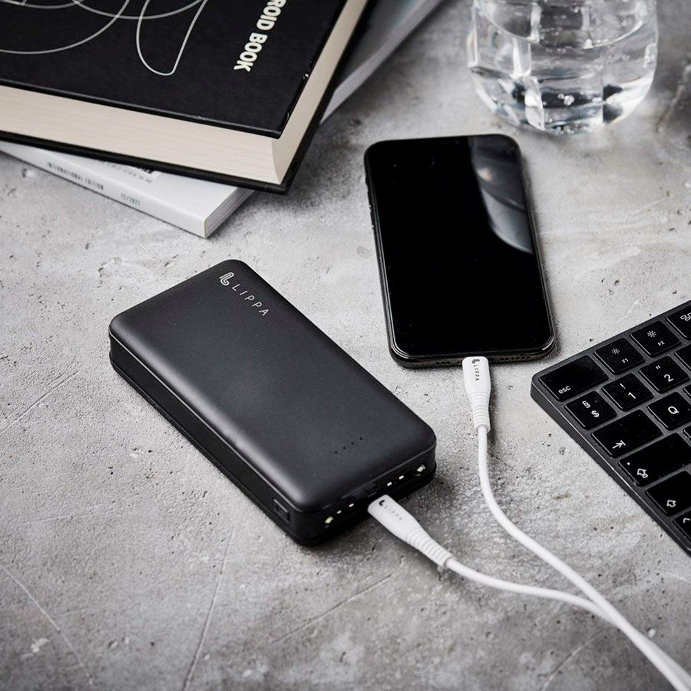 Lippa 10.5W Powerbank 20.000 mAh m. 2 x USB-A - Sort
