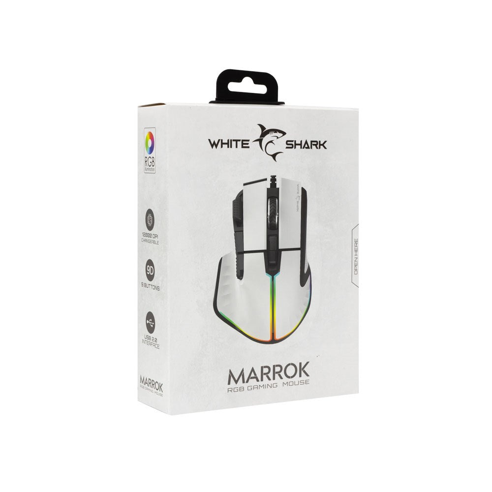 White Shark MARROK Gaming Mus - 9D / 12000 DPI - Hvid