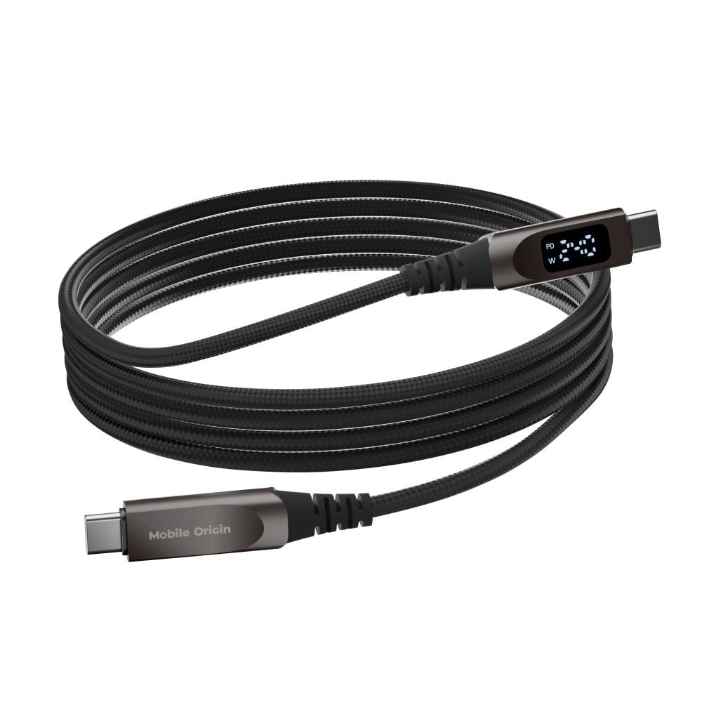 Mobile Origin 240W USB-C til USB-C Kabel m. Display - 1.5m - Sort