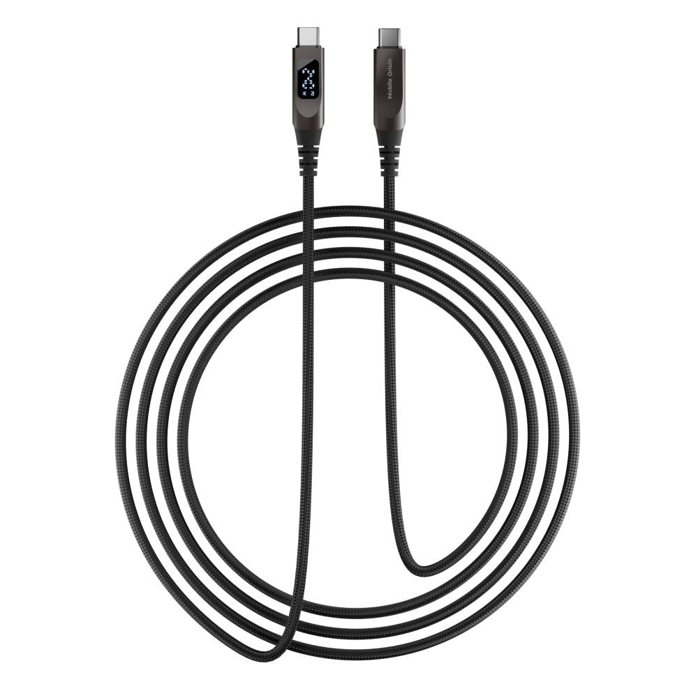 Mobile Origin 240W USB-C til USB-C Kabel m. Display - 1.5m - Sort